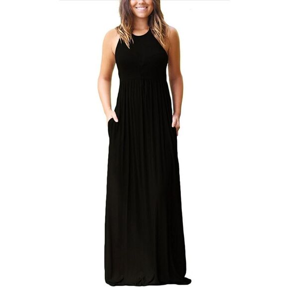 NEW Maxi Dress Casual Long Dress with Pockets L - Picture 1 of 4